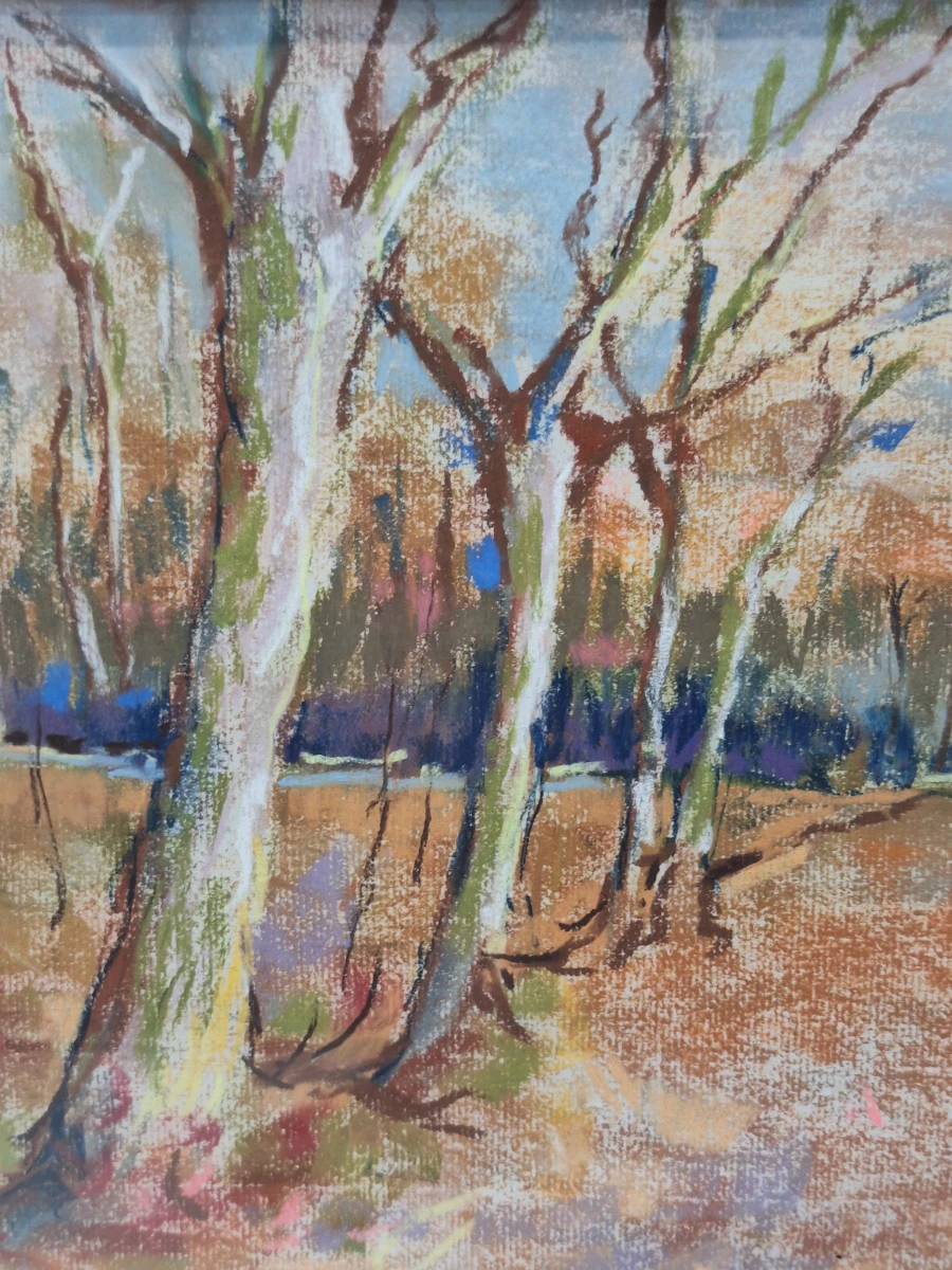 Pasteltekening "Lembeke", boslandschap (1998) - Marie-Madeleine Eyland-Legrain