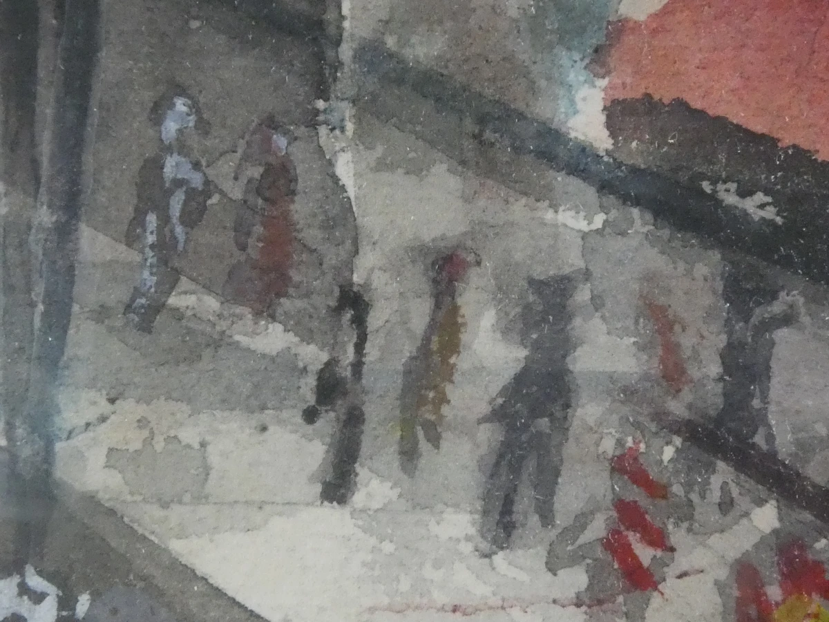 Ingelijste aquarel stadsgezicht