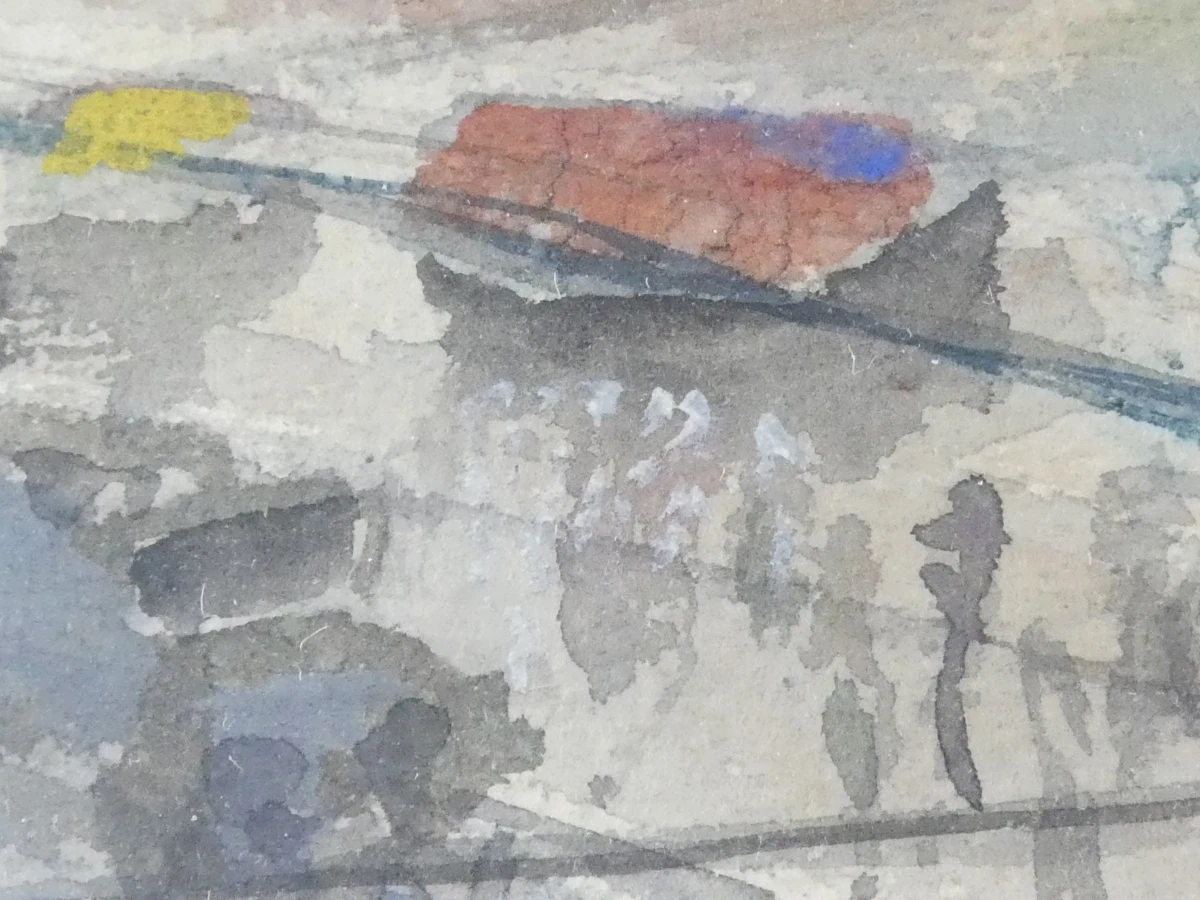 Ingelijste aquarel stadsgezicht