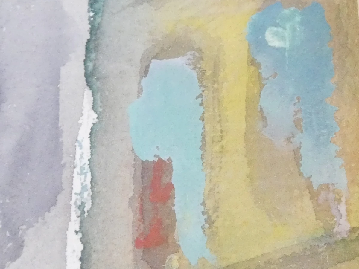 Ingelijste aquarel stadsgezicht