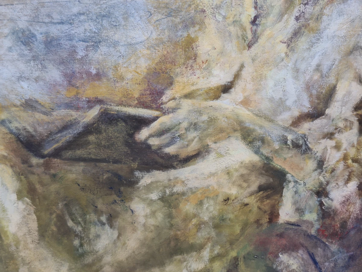 Expressief olieverfschilderij van lezend meisje - sfeervol figuratief portret op doek