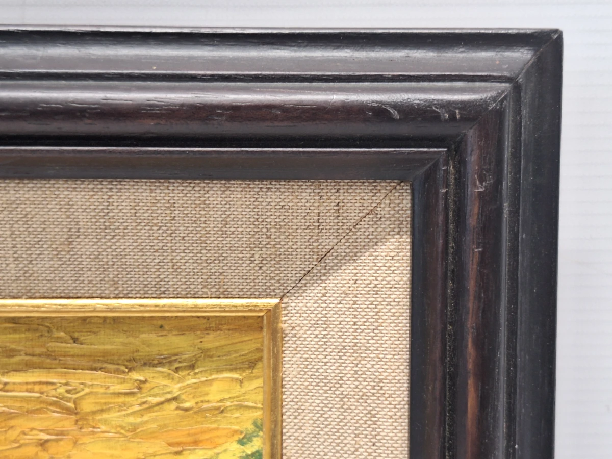 Impressionistisch olieverfschilderij "Hooibergen bij zonsondergang" - impasto op doek
