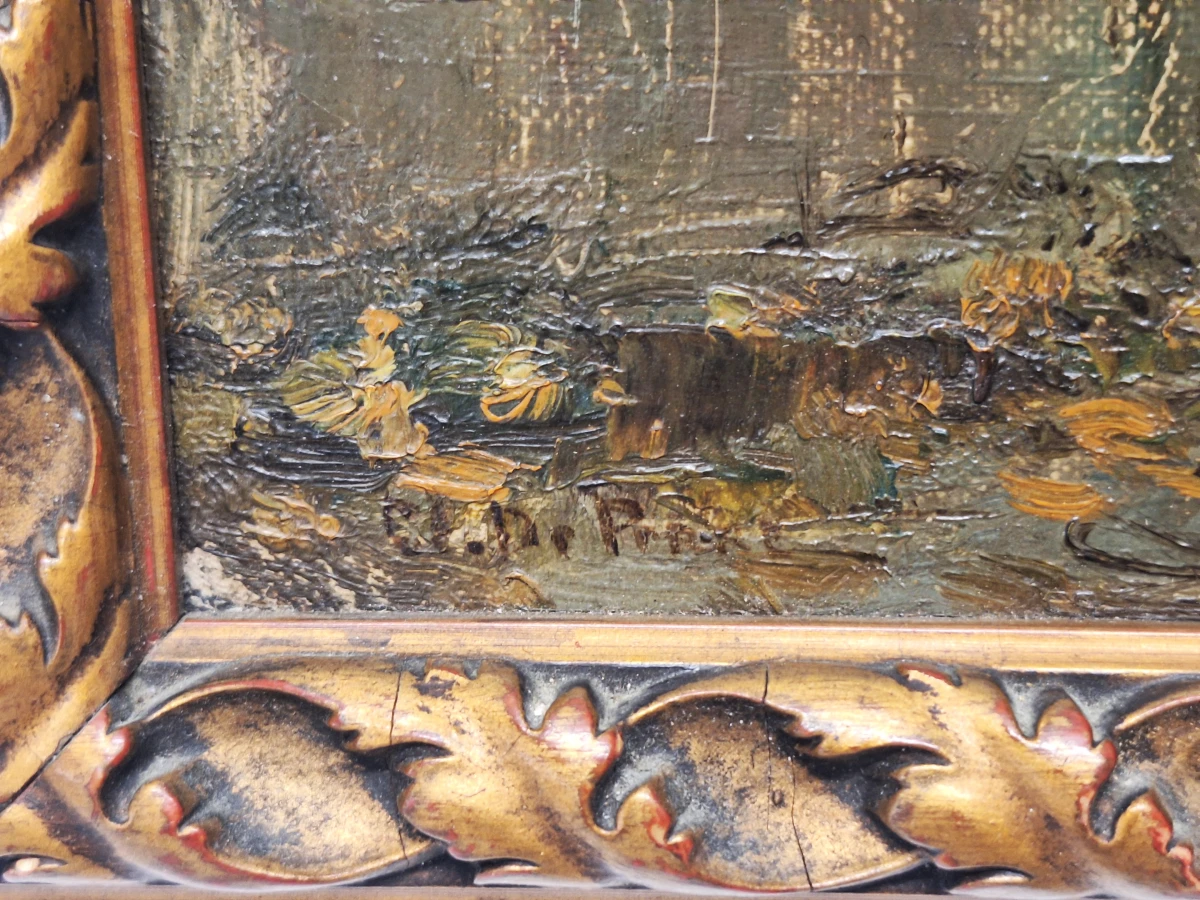 Impressionistisch herfstlandschap met landhuis - Olieverf op paneel - Clément De Porre (1874–1947)