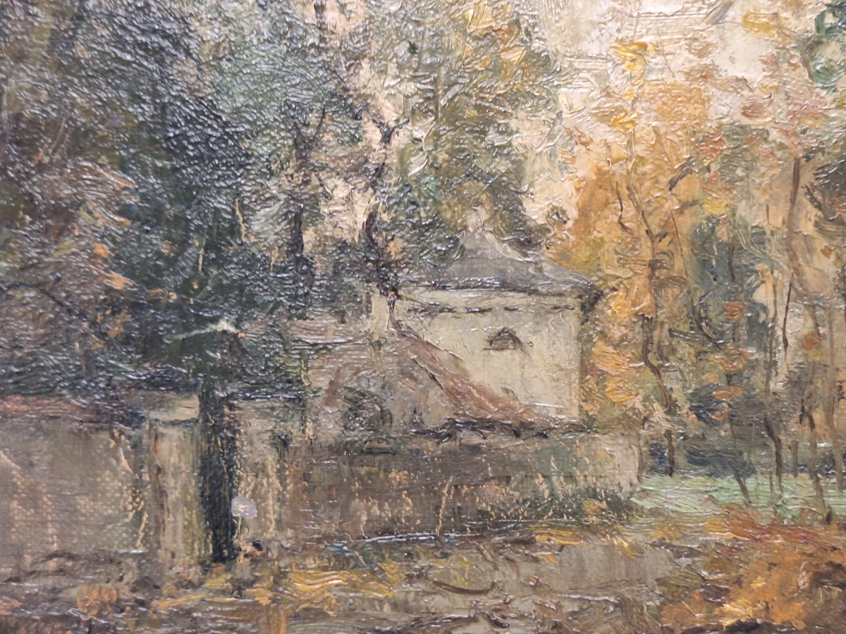 Impressionistisch herfstlandschap met landhuis - Olieverf op paneel - Clément De Porre (1874–1947)
