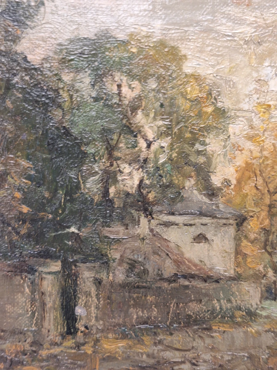 Impressionistisch herfstlandschap met landhuis - Olieverf op paneel - Clément De Porre (1874–1947)