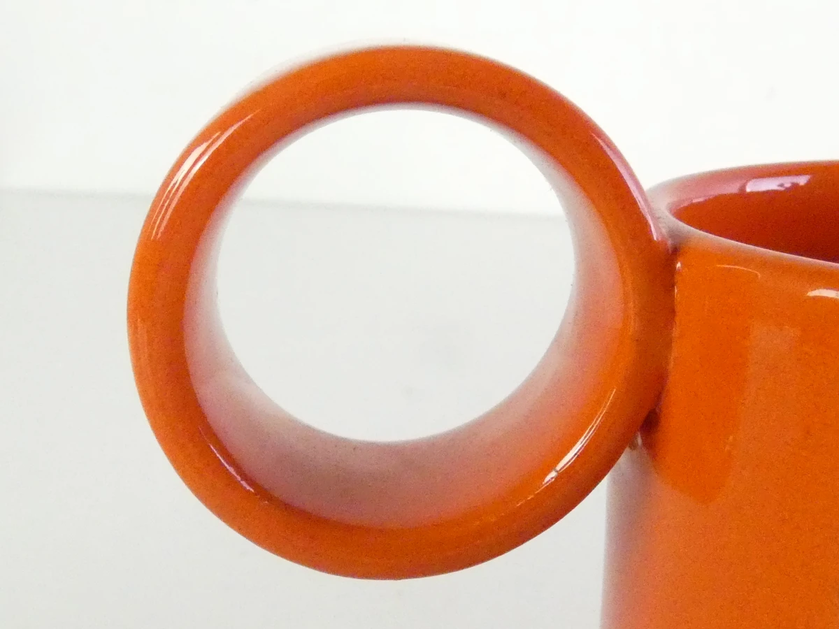 Oranje keramische koffiekan met 6 kopjes - Italië