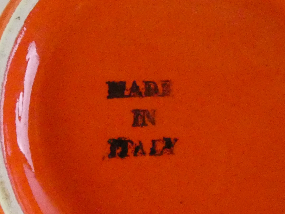 Oranje keramische koffiekan met 6 kopjes - Italië