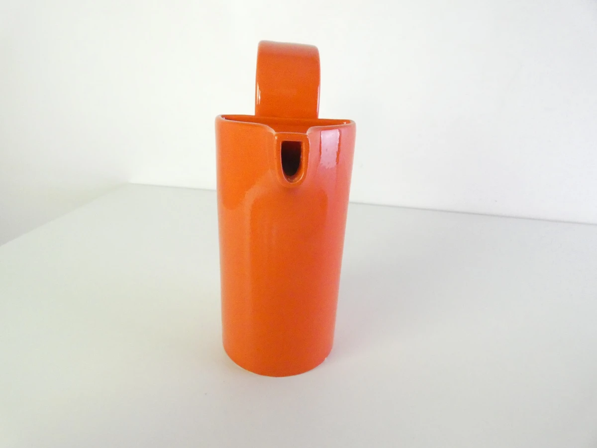 Oranje keramische koffiekan met 6 kopjes - Italië