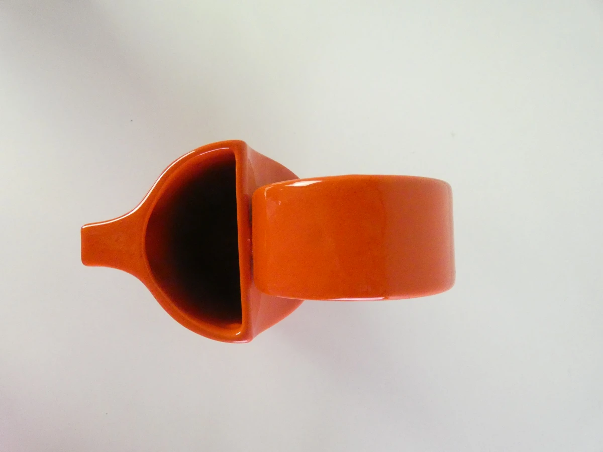 Oranje keramische koffiekan met 6 kopjes - Italië