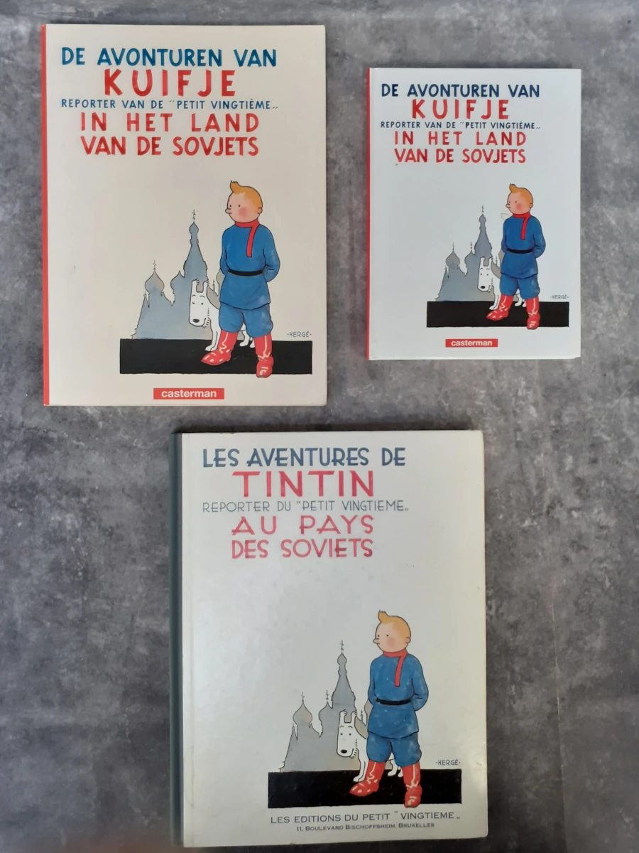 Strips: Kuifje album "Kuifje in het land van de Sovjets" in 3 verschillende versies – kavel bij De Kringwinkel, Gent