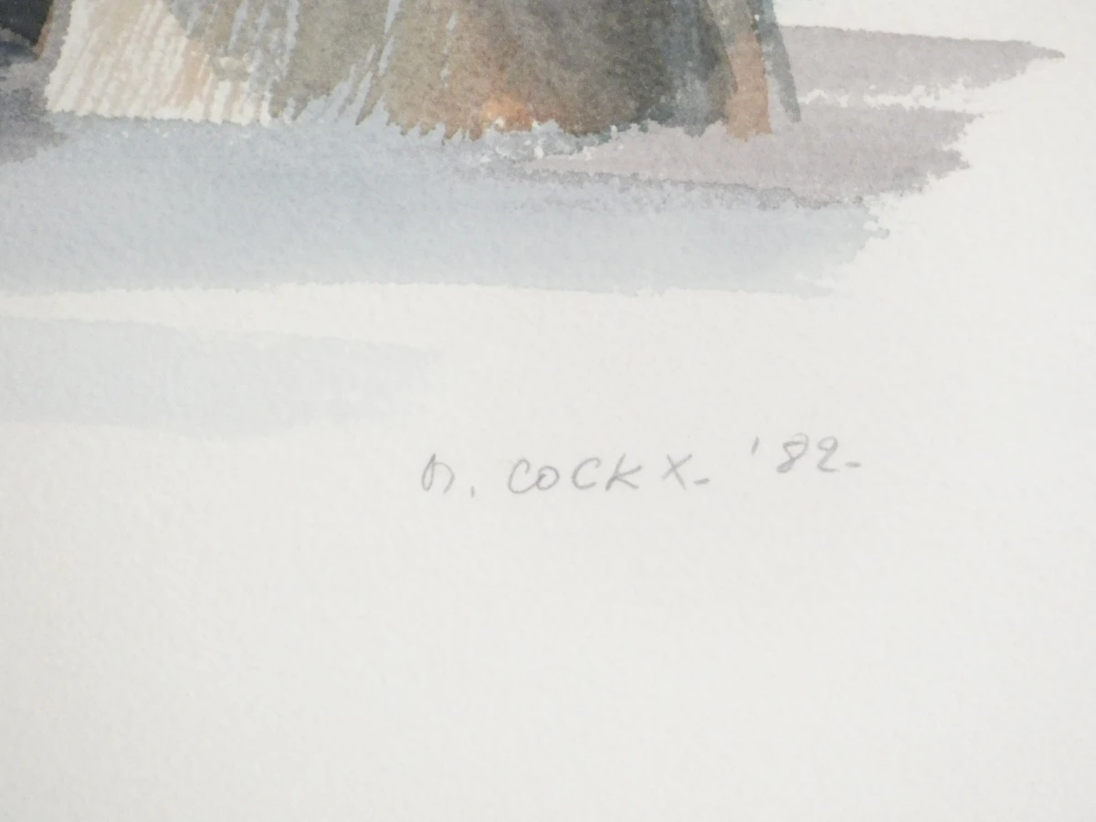 Aquarel - landschap met een huisje - D. Cockx