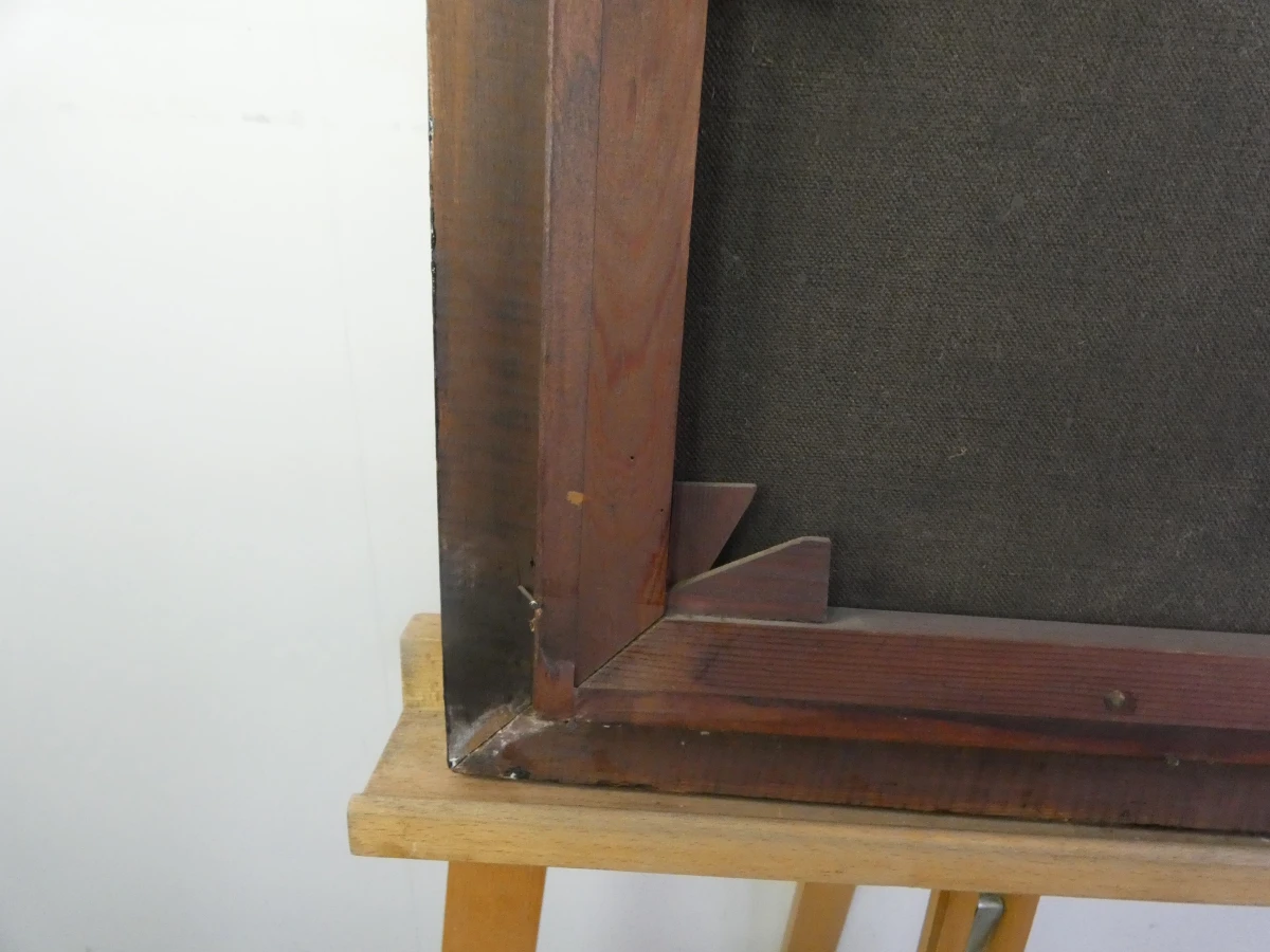 Oude religieuze schilderij met houten lijst