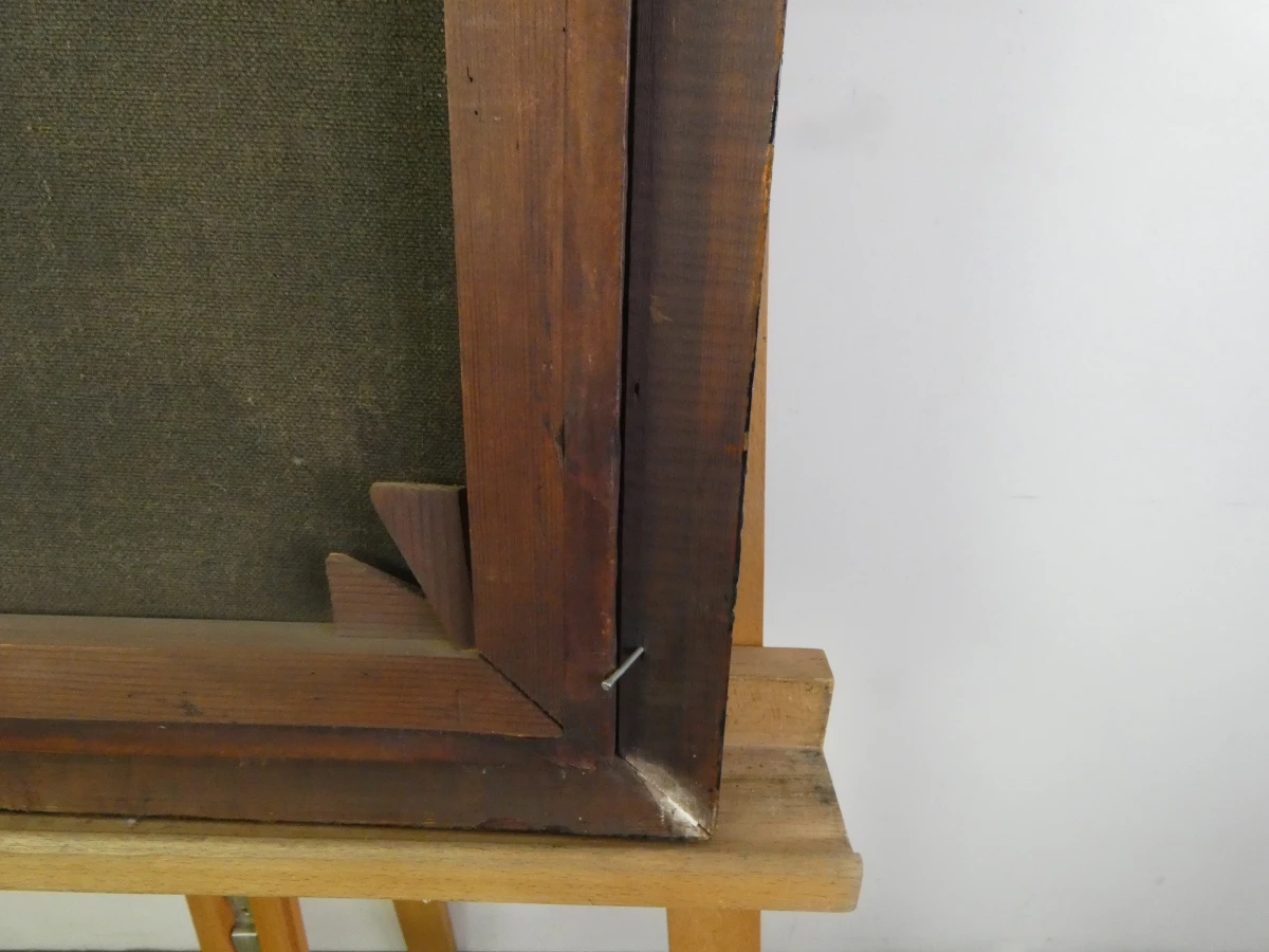 Oude religieuze schilderij met houten lijst