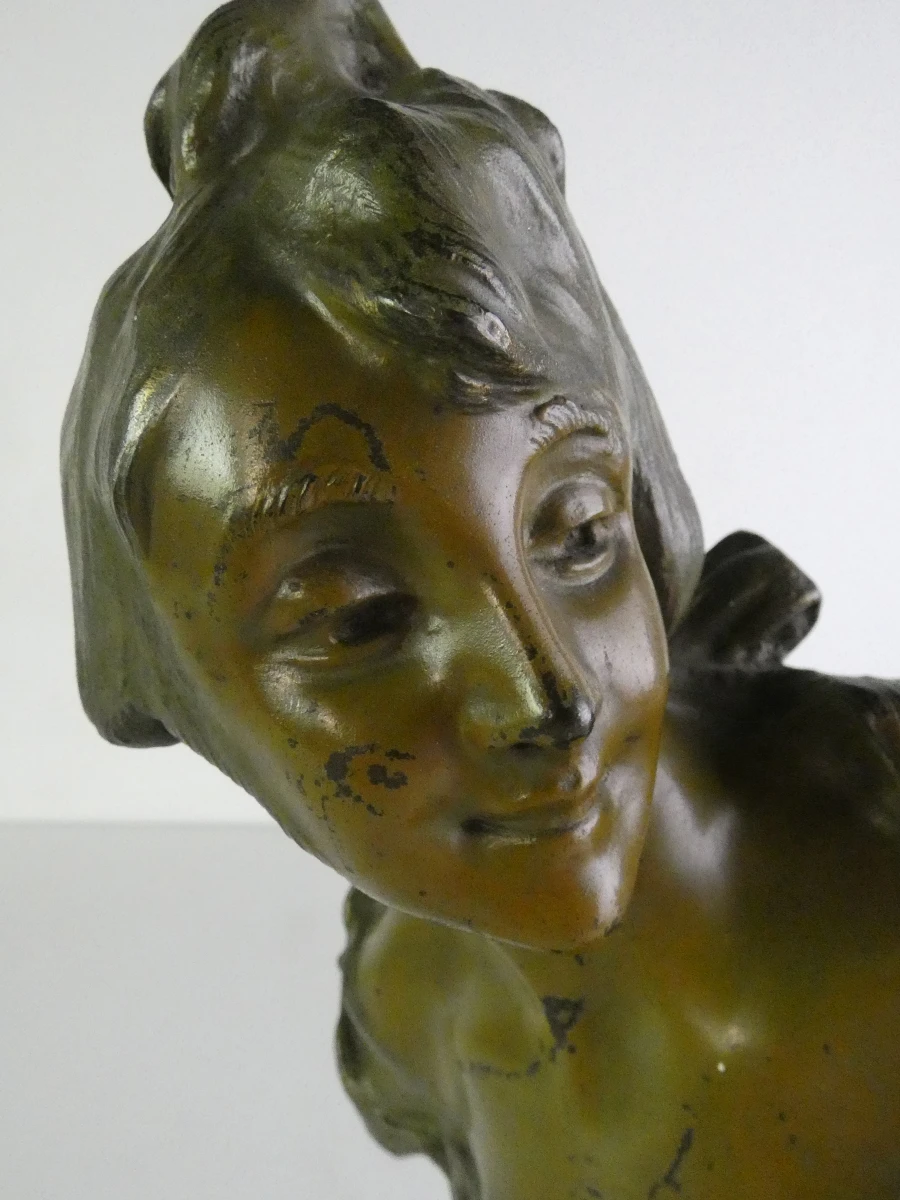 Bronzen Art Nouveau Vrouwenbeeld – Gesigneerd (P. Rigual)