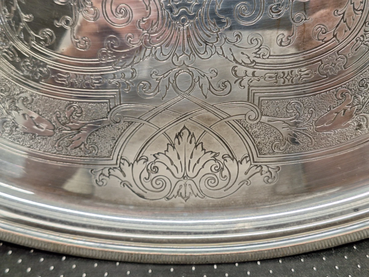 Stijlvolle Champagne-/Cocktailset – Verzilverd Cristofle Gallia dienblad, Bohemia kristallen ijsemmer en 6 elegante champagneglazen