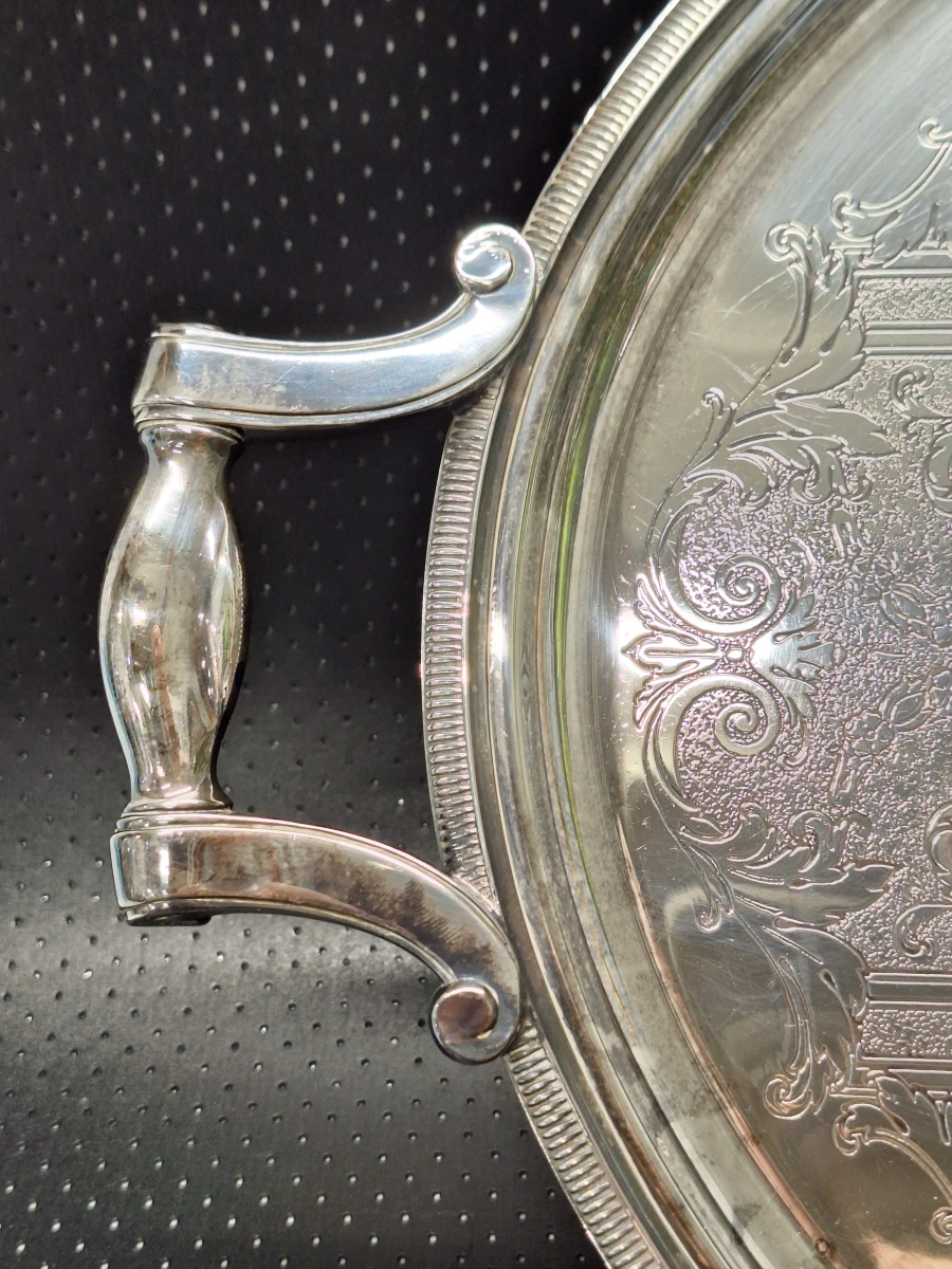 Stijlvolle Champagne-/Cocktailset – Verzilverd Cristofle Gallia dienblad, Bohemia kristallen ijsemmer en 6 elegante champagneglazen