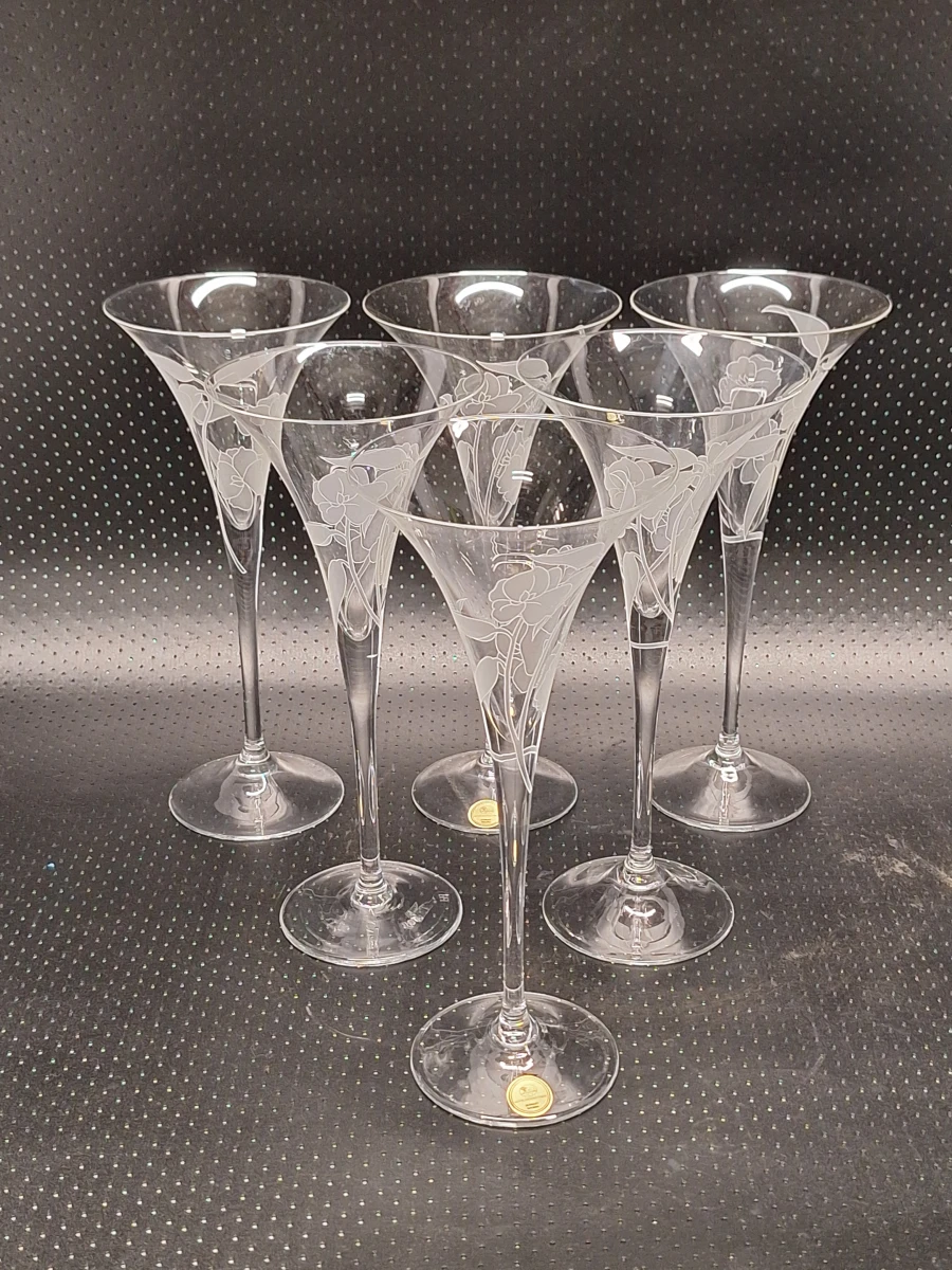 Stijlvolle Champagne-/Cocktailset – Verzilverd Cristofle Gallia dienblad, Bohemia kristallen ijsemmer en 6 elegante champagneglazen