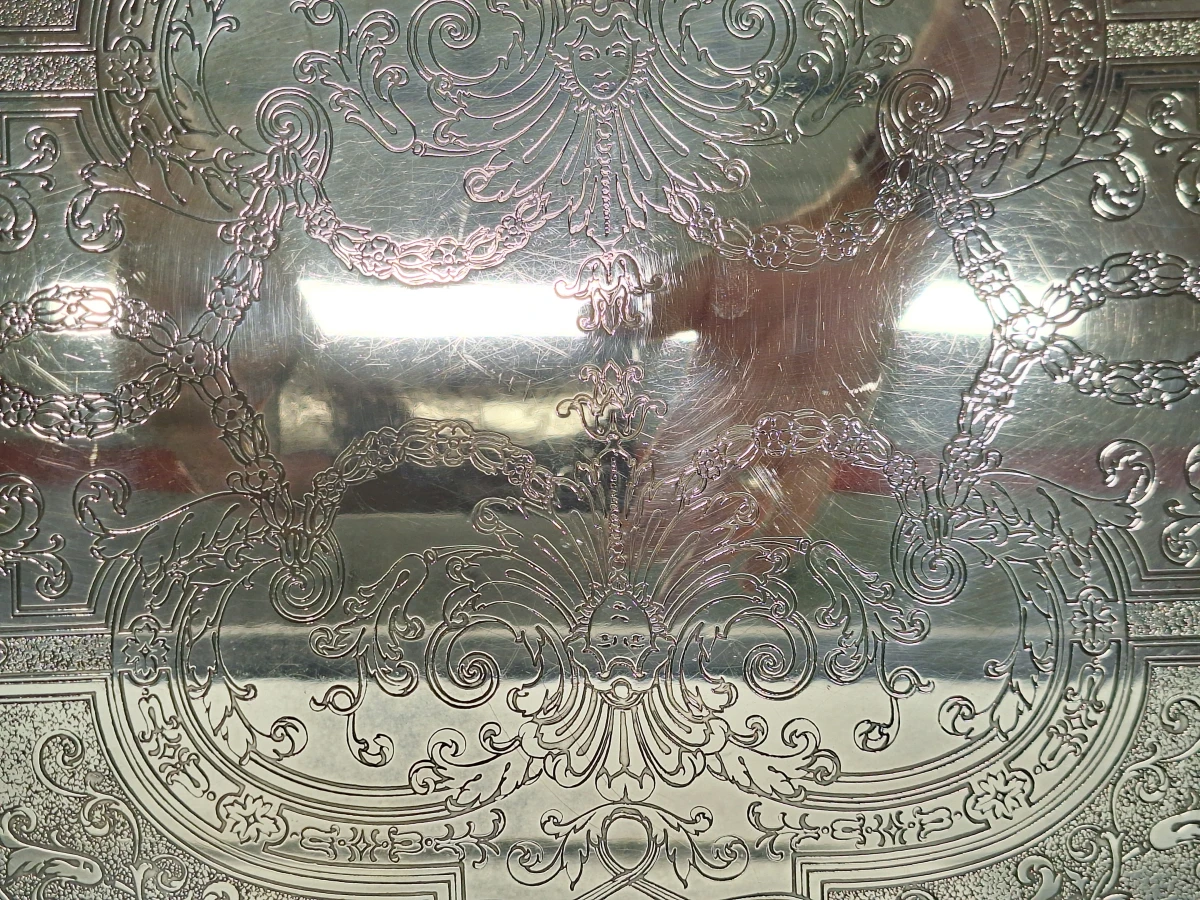 Stijlvolle Champagne-/Cocktailset – Verzilverd Cristofle Gallia dienblad, Bohemia kristallen ijsemmer en 6 elegante champagneglazen