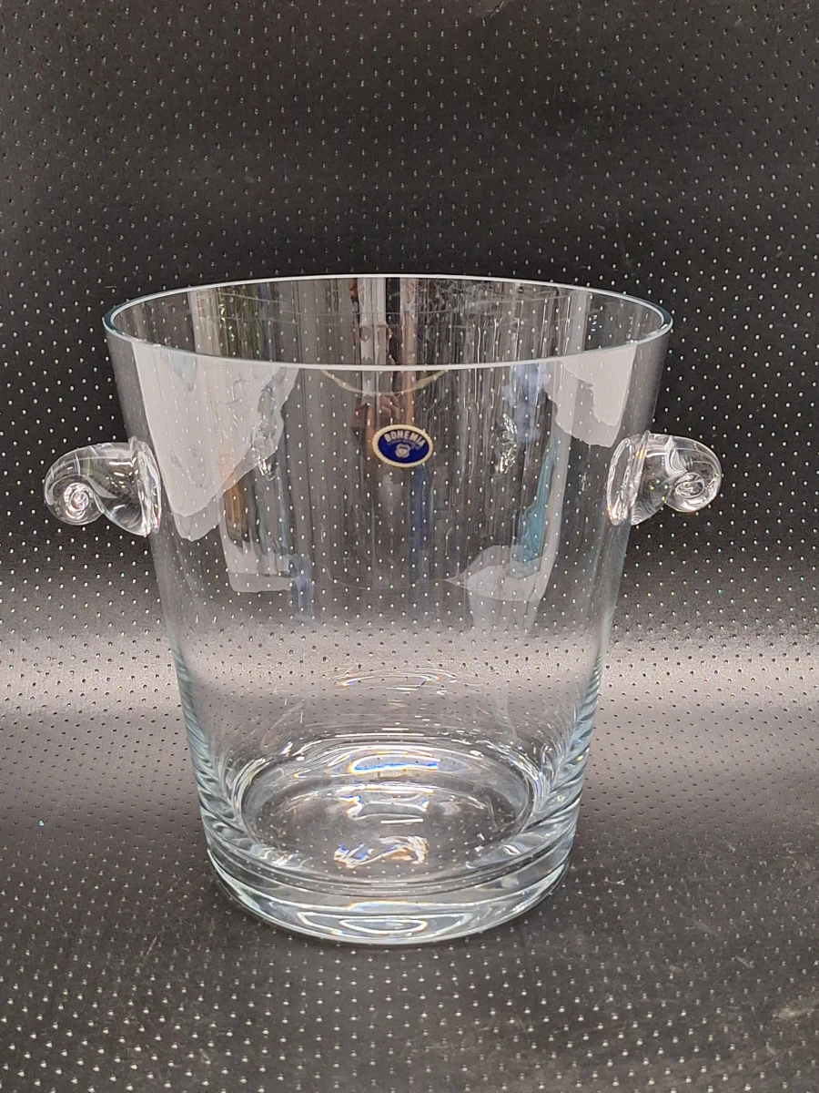 Stijlvolle Champagne-/Cocktailset – Verzilverd Cristofle Gallia dienblad, Bohemia kristallen ijsemmer en 6 elegante champagneglazen