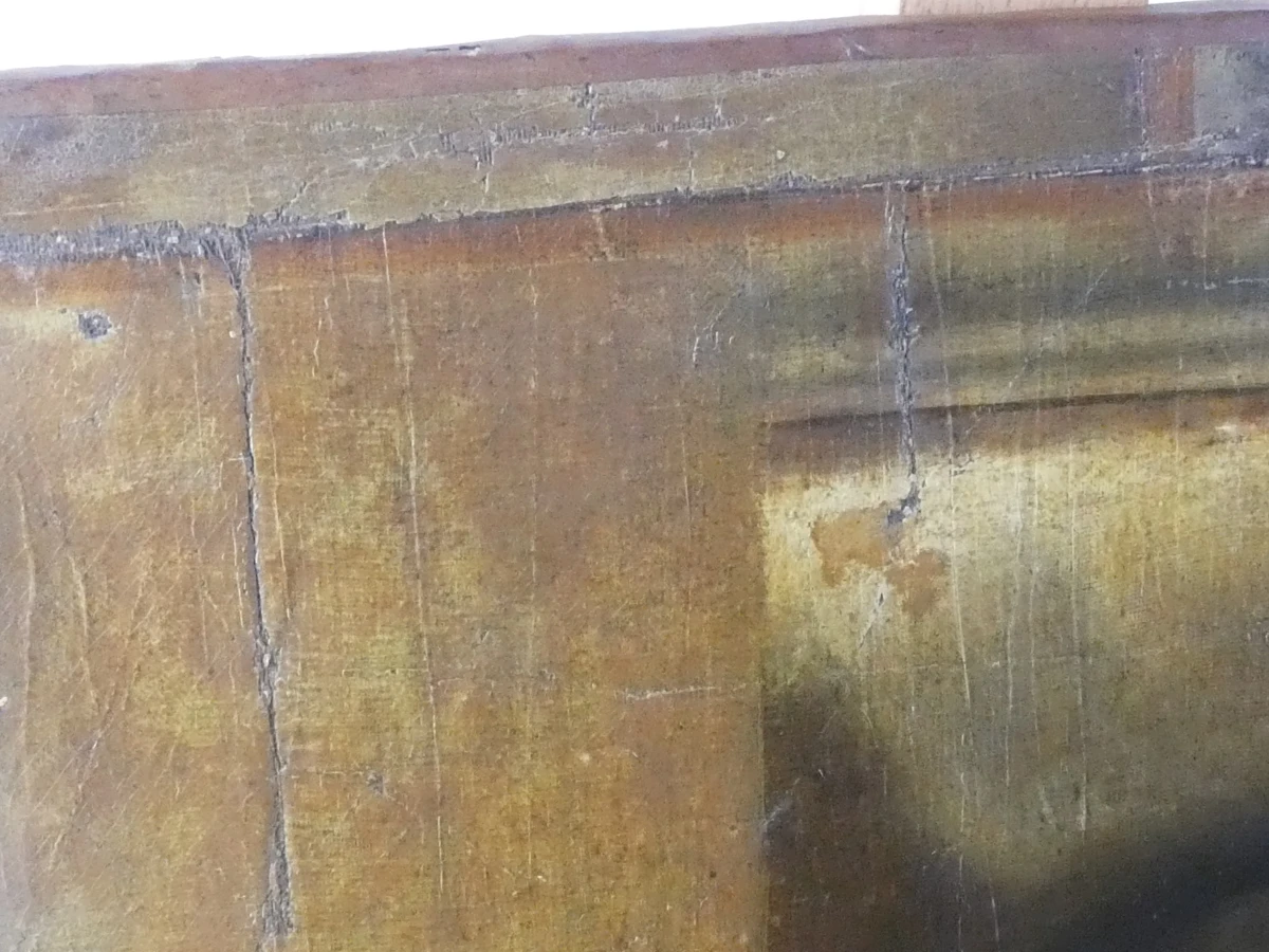 Oude decoupage vrouwelijk naakt op doek