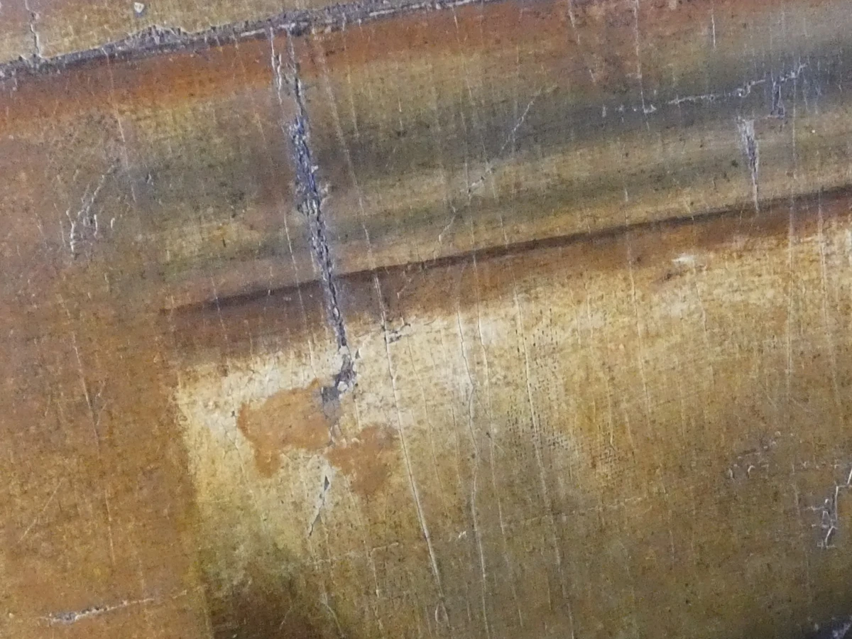 Oude decoupage vrouwelijk naakt op doek
