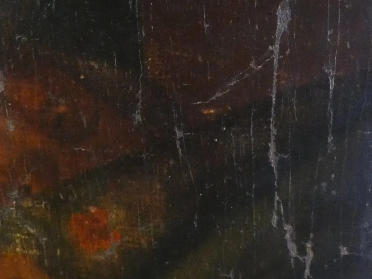 Oude decoupage vrouwelijk naakt op doek