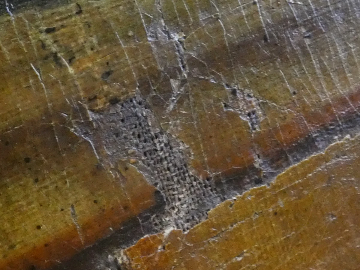 Oude decoupage vrouwelijk naakt op doek