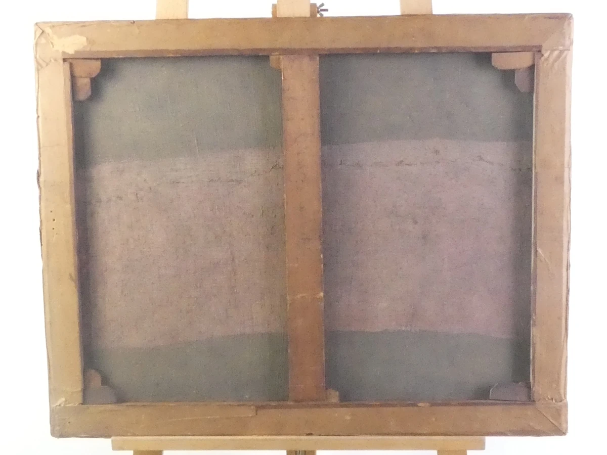 Oude decoupage vrouwelijk naakt op doek