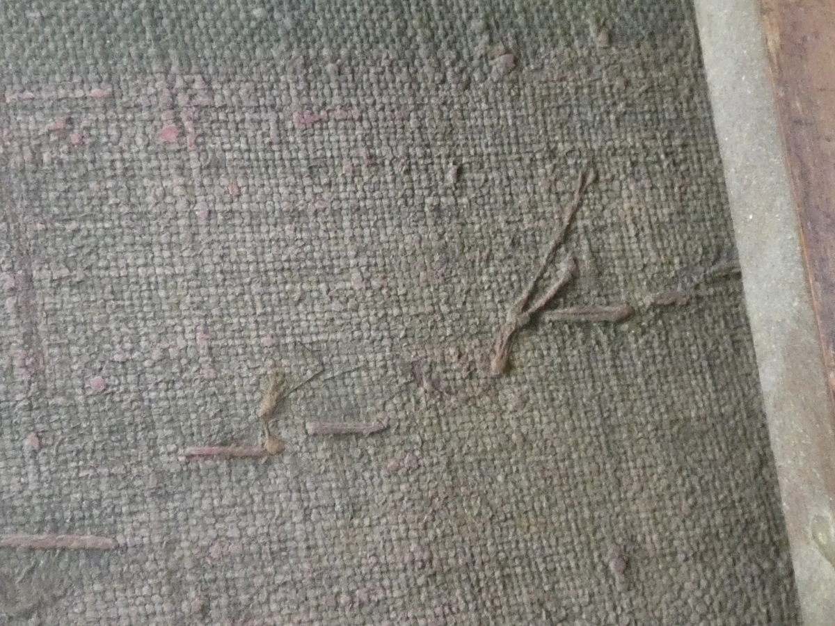 Oude decoupage vrouwelijk naakt op doek