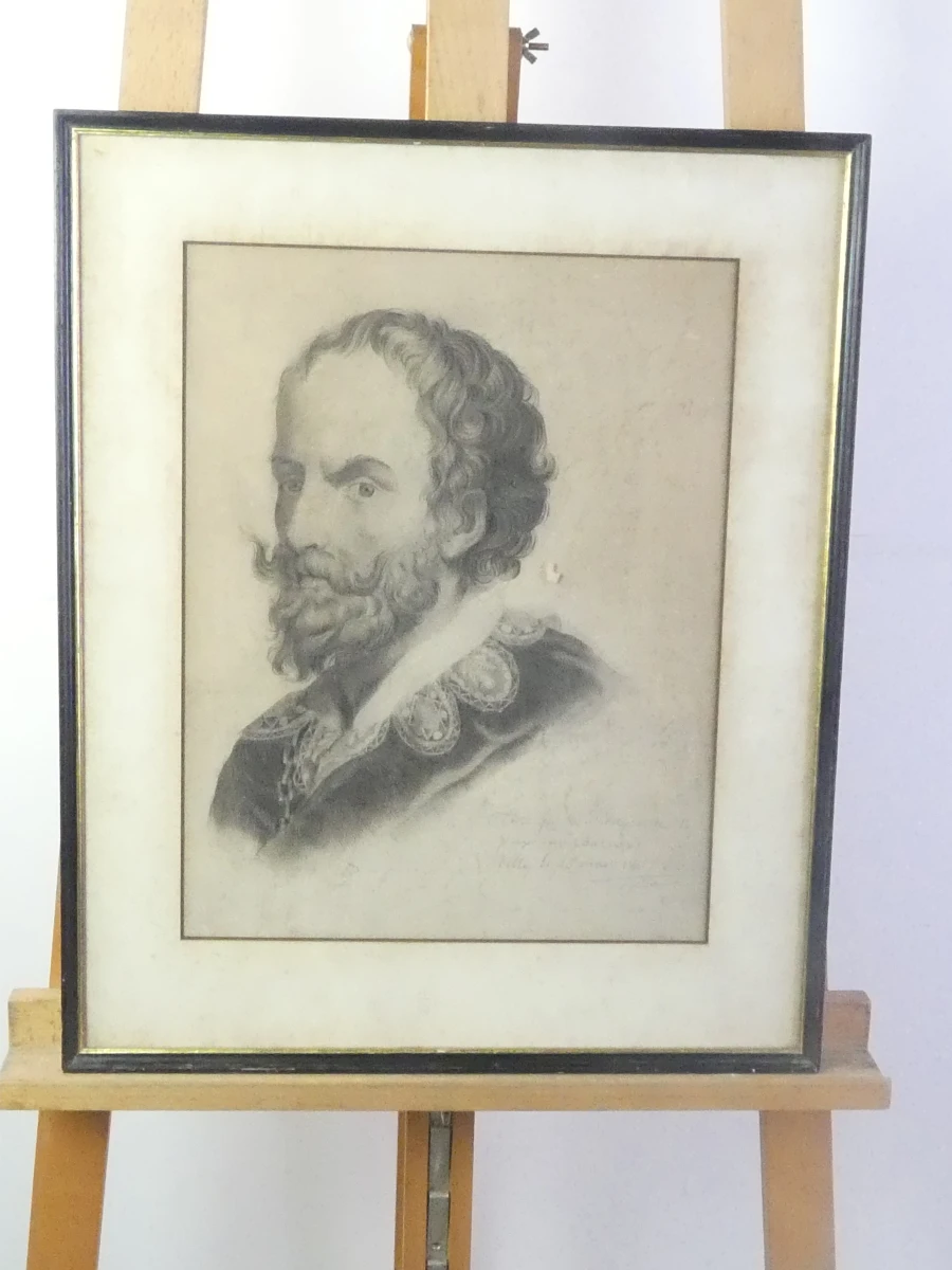Potloodtekening portret man in lijst