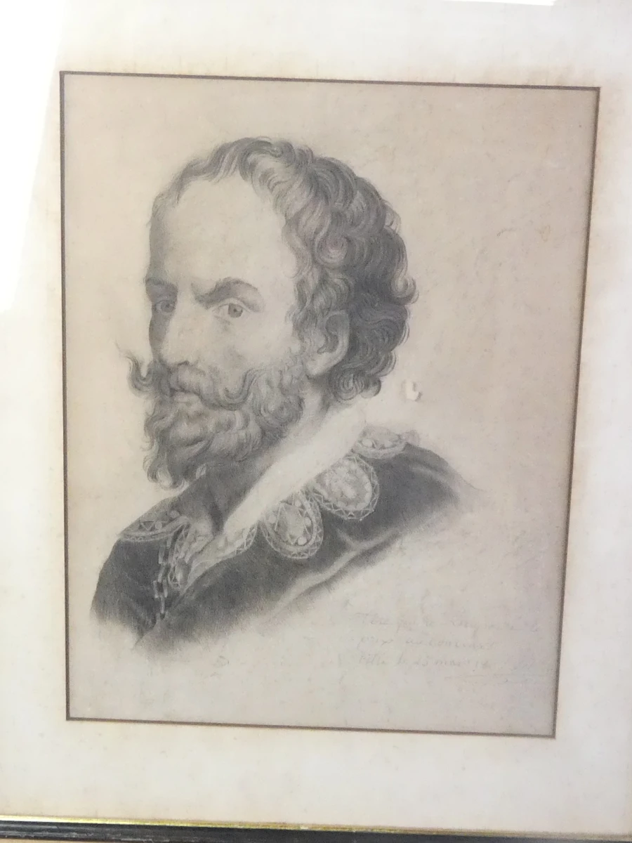 Potloodtekening portret man in lijst